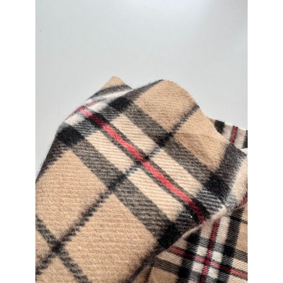 EAGLES GLEN Tan Black Tartan Check 100% Cashmere Fringed Rectangle Scarf - Picture 5 of 9